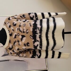 Leopard and striped sweater